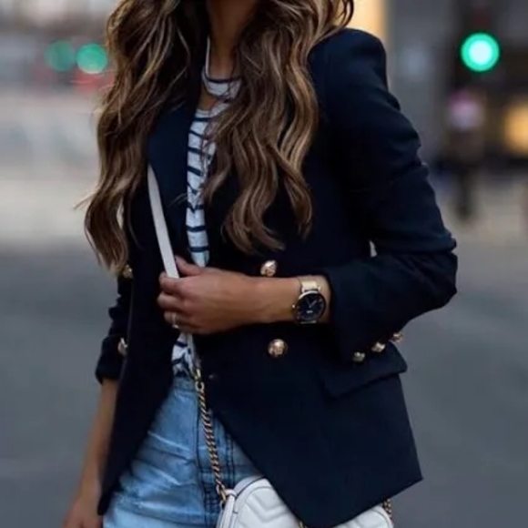 Lioness Blazer Womens XS Black Double Breasted Jacket Stretch Buttons Palermo - Picture 2 of 14